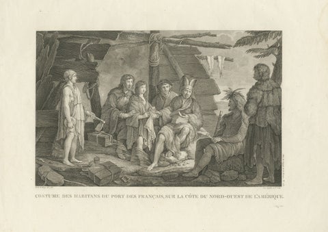 La Pérouse Alaska Tlingit Costume Engraving – French Expedition, 1797