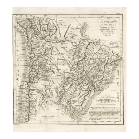 Antique Map of Paraguay and Jesuit Missions by D’Anville, 1733