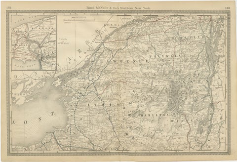 Antique Map of Northern New York – Rand McNally, circa 1888