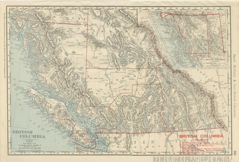 Antique Map of British Columbia, with Queen Charlotte Islands, 1899