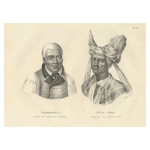Portraits of Tammeamea I of Hawaii and Naba Leba of Solor by Brodtmann, 1836
