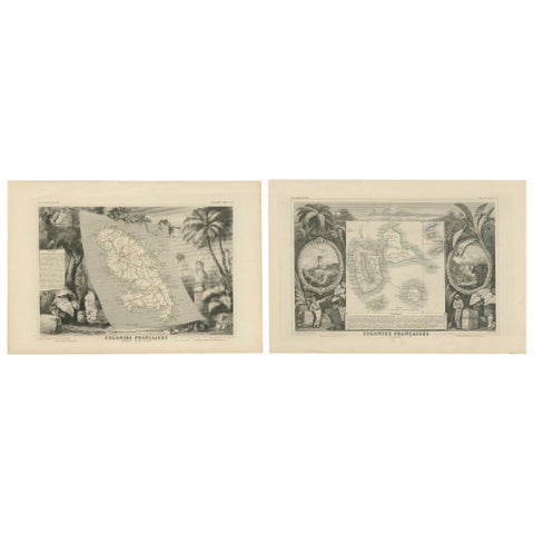 French Colonies in the Caribbean: Maps of Martinique and Guadeloupe (1852)