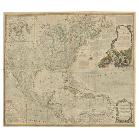 Rare Antique Wall-Map of North America: French and Indian War Boundaries, 1793