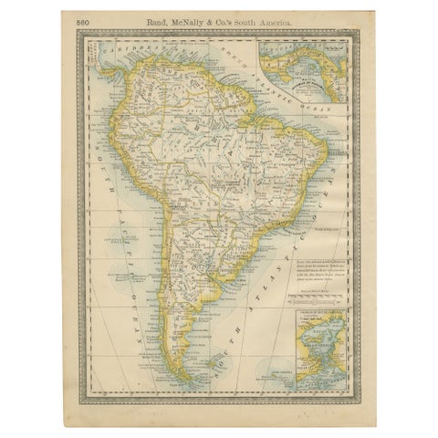 Antique South America Map Wall Art – Brazil, Andes & Amazon, Rand McNally, 1888