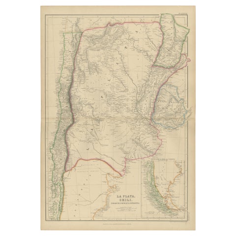 La Plata, Chile, Paraguay, Uruguay and Patagonia, Antique Map, Blackie, 1859