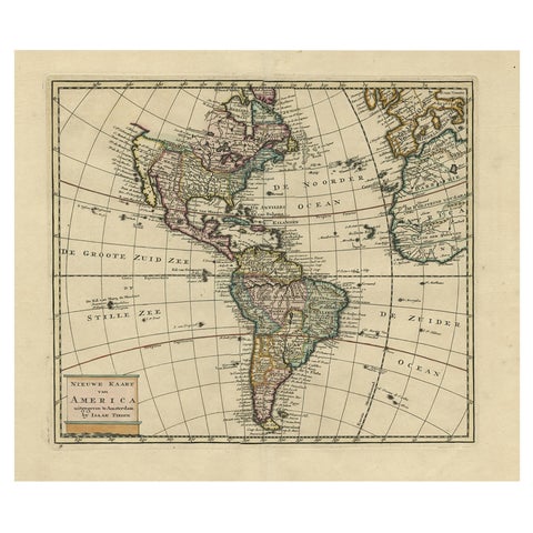 Antique Hand-Colored Map of North and South America, ca.1765