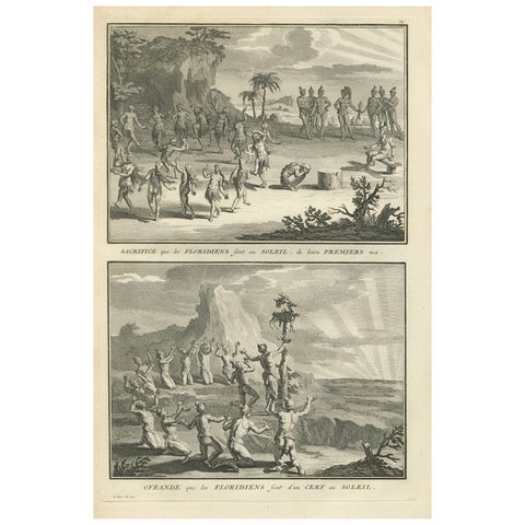 Sun Worship Rituals of the Floridians Depicted in Sacrificial Ceremonies, 1734