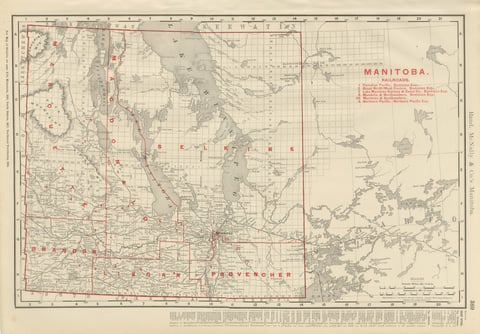 Antique Map of Manitoba, with Lake Winnipeg, Rand McNally, 1899
