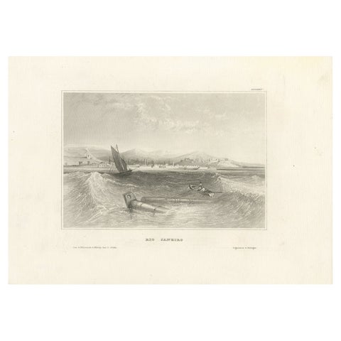 Antique Engraving of Rio de Janeiro – Harbor View by Schröder & Kunike, 1830s