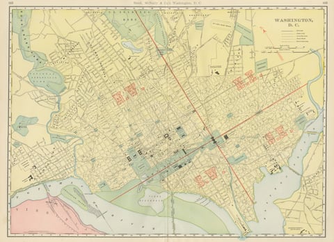 Antique Map of Washington, D.C., The Nation's Capital, Rand McNally, 1899