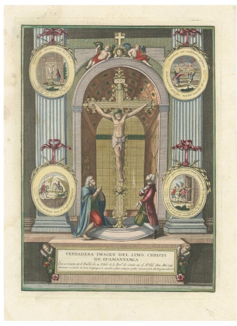 Original Antique Devotional Print of Christ of Guamantanga, Peru, 1779