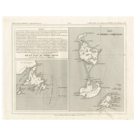 Newfoundland and St. Pierre & Miquelon: Uncolored French Map of circa 1820