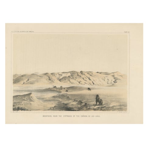 Scenic Tinted Lithograph of California’s Mountains Near Canada de las Uvas, 1856