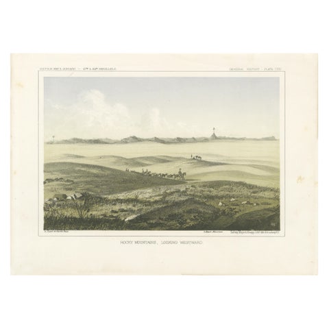1856 Tinted Lithograph of the Expansive Rocky Mountain Plains: A View Westward