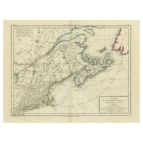 Antique Map of the Northeastern United States and Canada by Tardieu, 1802