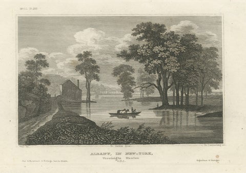 Albany New York Hudson River View – Antique Steel Engraving 19th Century