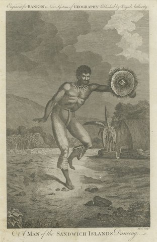 Hawaiian Dancer Engraving, Sandwich Islands Figure Study, Cook Voyage, c.1790
