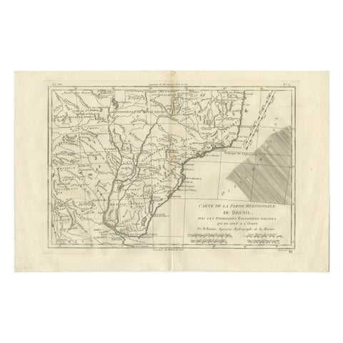 Southern Brazil & Río de la Plata – Enlightenment Map by Rigobert Bonne, c.1780