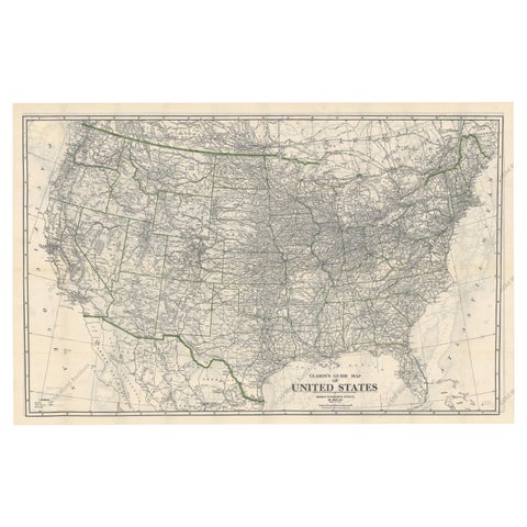 Old Map of the American Railroad Network and All Weather Roads on Verso, 1931
