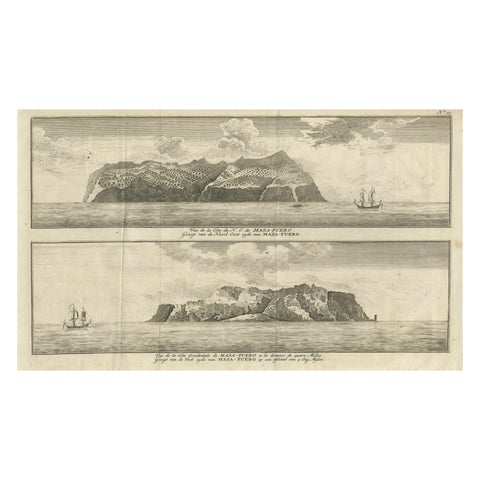 Engraving of Alejandro Selkirk Island, Juan Fernández-archipel, Chile, 1749