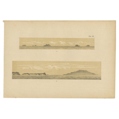 Antique Caribbean Island Group Panorama - Dutch West Indies Seascape, 1888