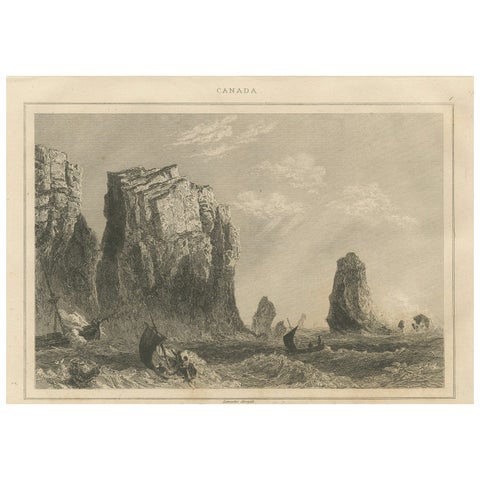 Rock Formations on the Canadian Coast – 19th Century Maritime Engraving