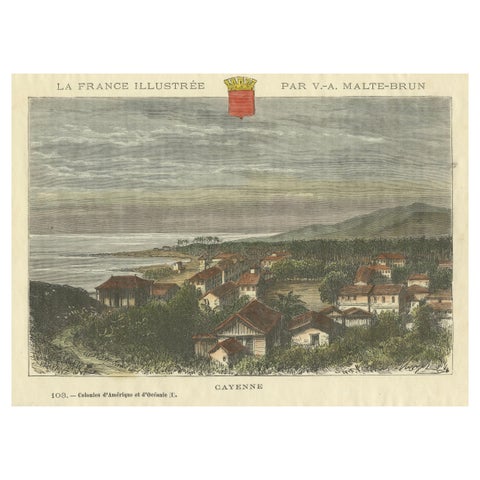 Cayenne, French Guiana: Hand-Colored Engraving from La France Illustree, 1883