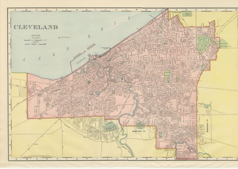 Antique Map of Cleveland, The Forest City, Rand McNally, 1899