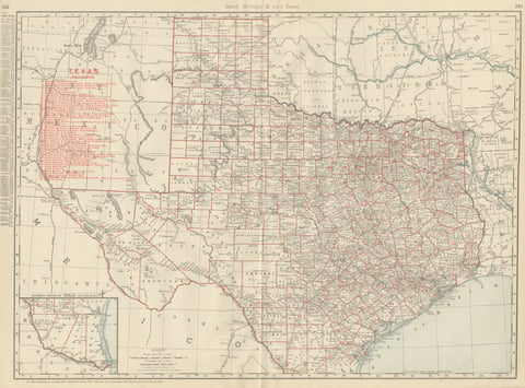 Antique Map of Texas, The Lone Star State, Rand McNally, 1899