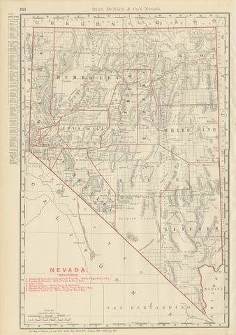 Antique Map of Nevada, The Silver State, Rand McNally, 1899