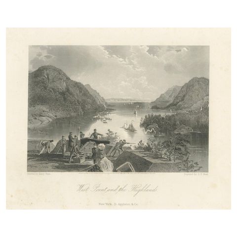 West Point and the Highlands, Hudson River Military View – 1869 Engraving