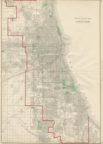 Antique Street Map of Chicago, with the Loop and Lakefront, Rand McNally, 1899