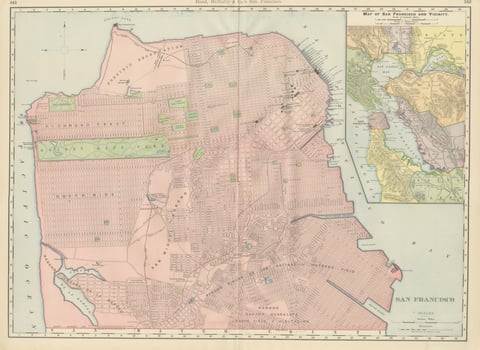 Antique Map of San Francisco, with Golden Gate Park, Rand McNally, 1899