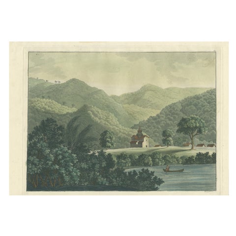 Brazil in Soft Greens, St. Fidelis Jesuit Mission View, Aquatint 1821
