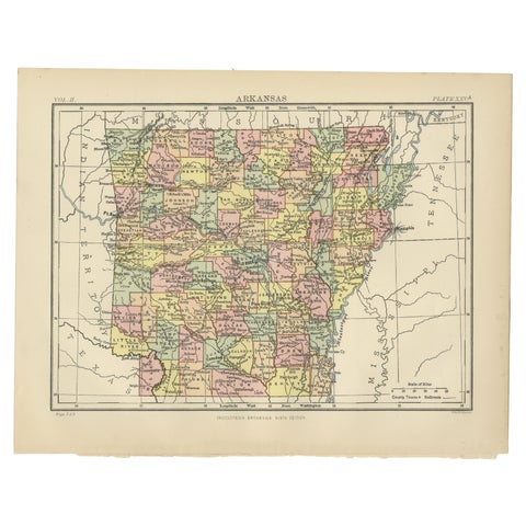 Antique Map of Arkansas from Encyclopaedia Britannica, 1875