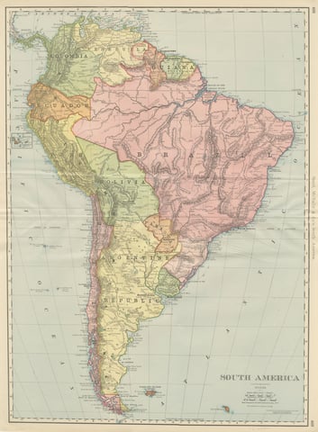 Antique Map of South America, with the Amazon Basin, Rand McNally, 1899
