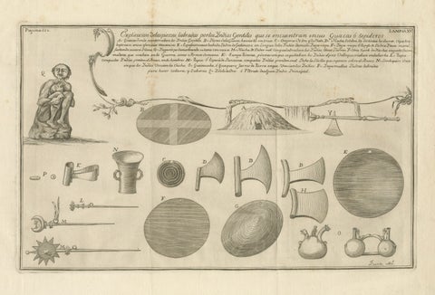 Antique Engraving of Inca Antiquities from Peru by Jorge Juan & Ulloa, 1748