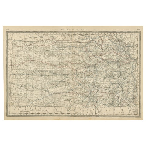 Kansas Railroad Map 1888 – Rand McNally Antique Lithograph