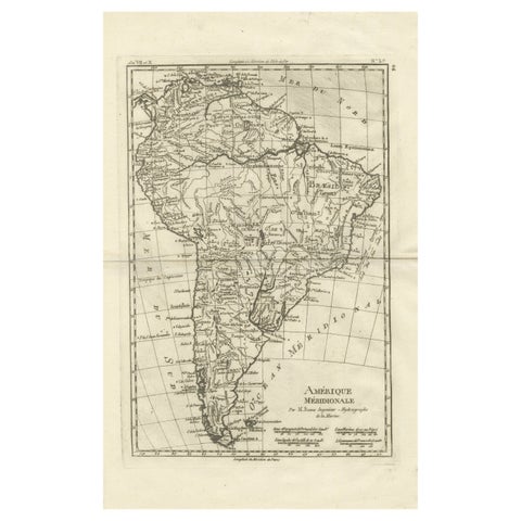 South America – Original Antique Enlightenment Map by Rigobert Bonne, c.1780