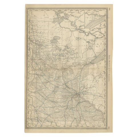 Antique Minnesota Map Wall Art by Rand McNally, Color Lithograph, 1888