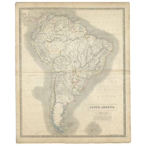 Antique 1844 Map of South America by A.K. Johnston, 19th Century