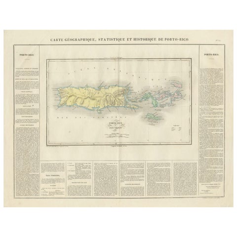1825 Buchon Map of Puerto Rico & Virgin Islands with Detailed Colonial History