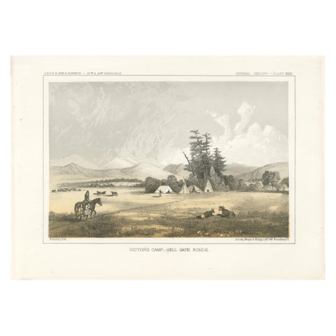 Native American Camp Scene at Hell Gate Ronde – Peaceful Prairie Landscape, 1856