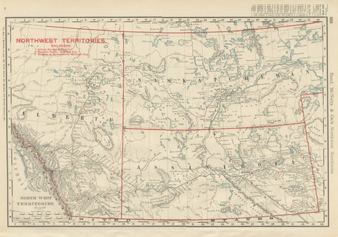 Antique Map of the North West Territories, Before Alberta and Saskatchewan, 1899