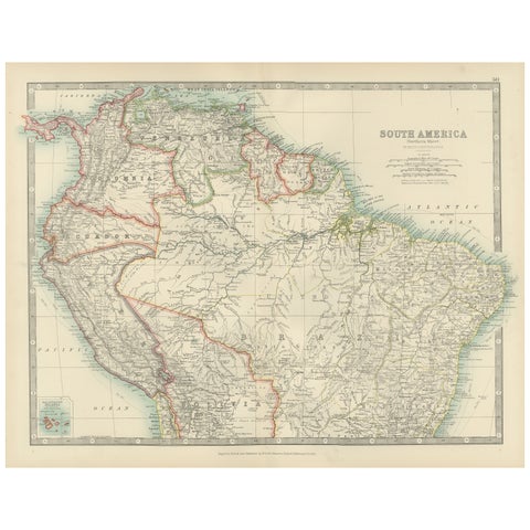 Map of Northern South America – Vibrant Engraving by Keith Johnston, 1903