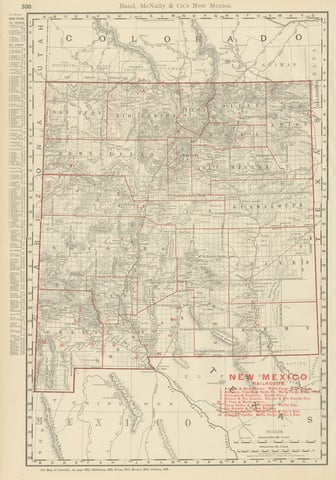 Antique Map of New Mexico Territory, Before Statehood, Rand McNally, 1899