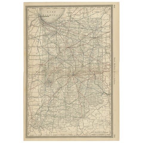 Antique Map of Indiana – The Hoosier State with Railroads & Counties, 1888
