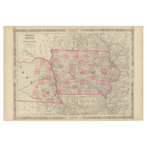 Vintage 1862 Map of Iowa and Nebraska – Decorative Atlas Print