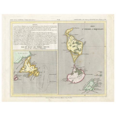 Newfoundland and St. Pierre & Miquelon: Early 19th Century French Map