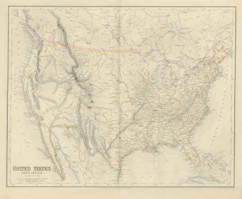 Antique Map of the United States with Oregon Territory, circa 1860